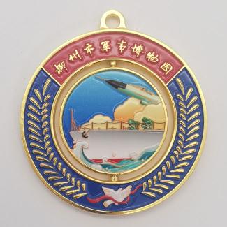 Museum Souvenir Medal – Custom Metal Badge with Aircraft Carrier & Jet Fighter – Military Commemorative Gift / Collector's Item / Promotional Pendant
