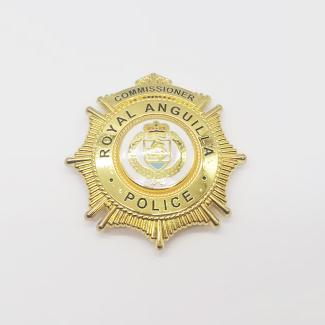Royal Anguilla Police Commissioner Badge – Custom Gold-Plated Law Enforcement Emblem – Souvenir & Collectible Metal Badge