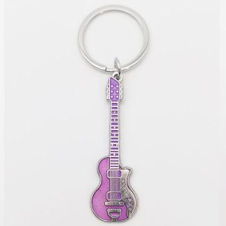 Purple Electric Guitar Keychain – Metal Musical Instrument Key Ring for Music Lovers & Gifts